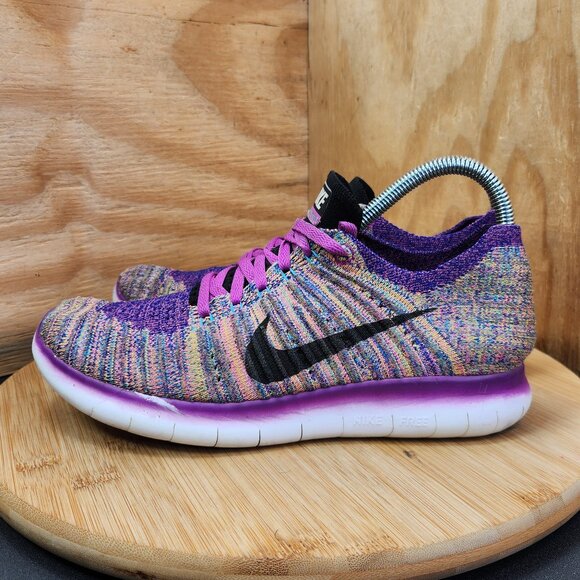 Nike Free RN Flyknit Womens Purple Running Shoes Sneakers Size 8 - Picture 4 of 10